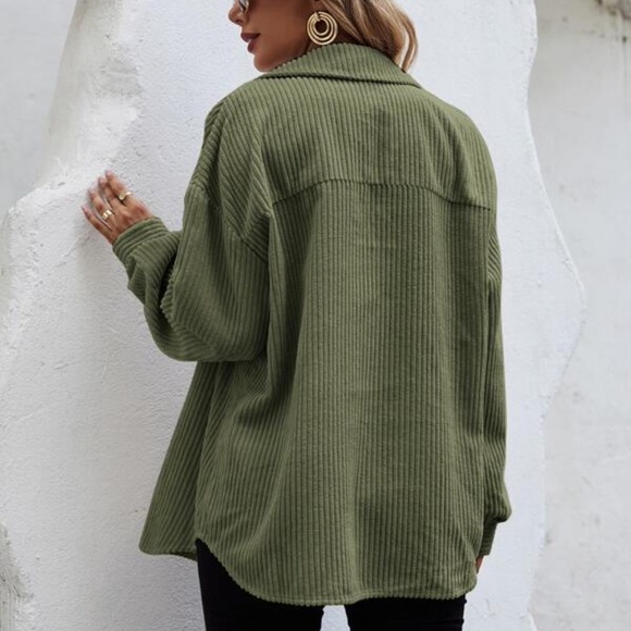 Cozy Brown Pocket Oversized Corduroy Jacket Shacket - Picture 6 of 13